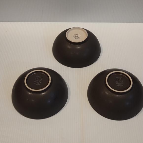 Jars France TOURRON CERISE Cherry Dark Red 5.5” Soup Salad Dessert Bowl Set of 3 - Picture 10 of 14